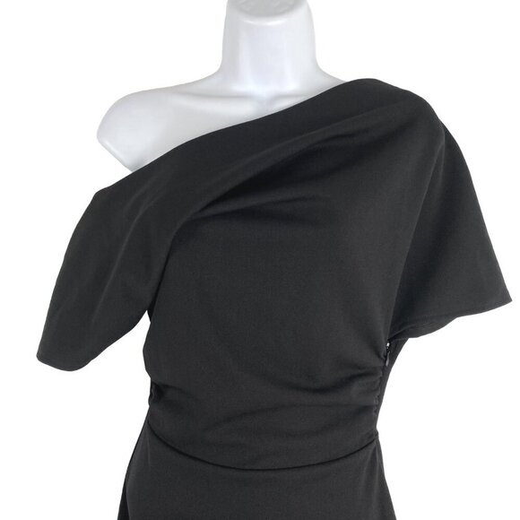 Asos Pleated Shoulder‎ Pencil Dress Size 2 Black Polyester Blend NWT DR-1524 - Picture 4 of 12